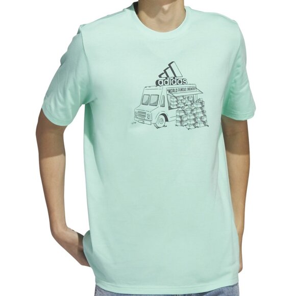 adidas Mens Short-Sleeve Crewneck Fo Easy Mint Grnblk - Picture 1 of 1